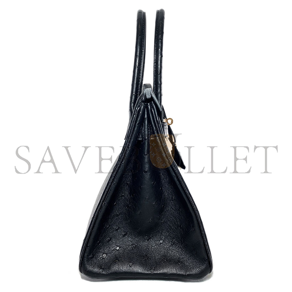 H**mes master birkin 30 black ostrich rose gold hardware 346920 (30*24*16cm)